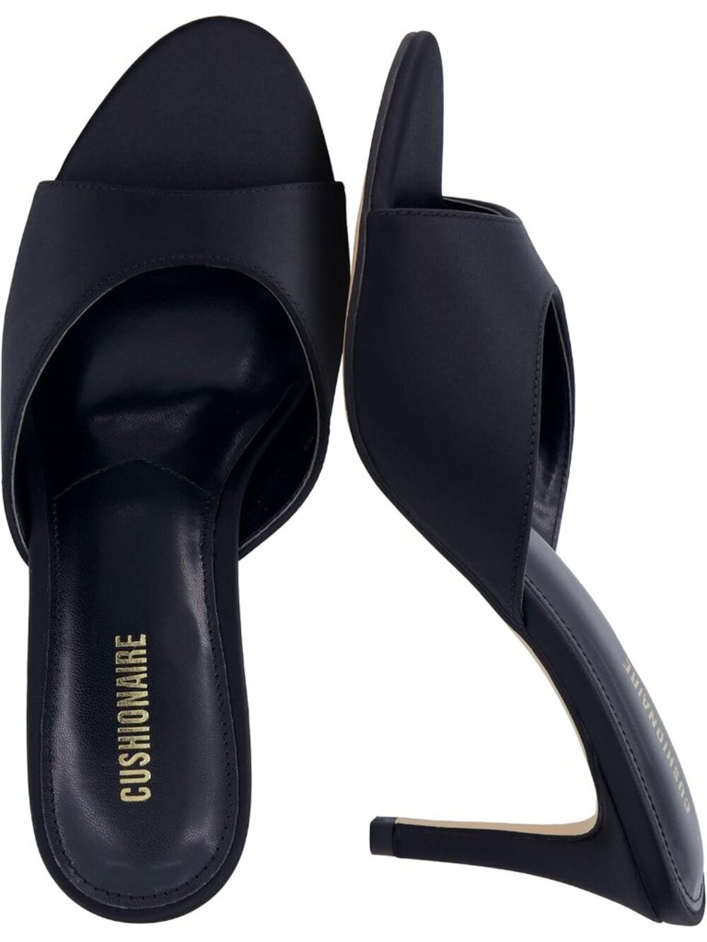 Women's Black Pointed Heel Sandal Open Toe Heeled Mule with Cushioned Memory
